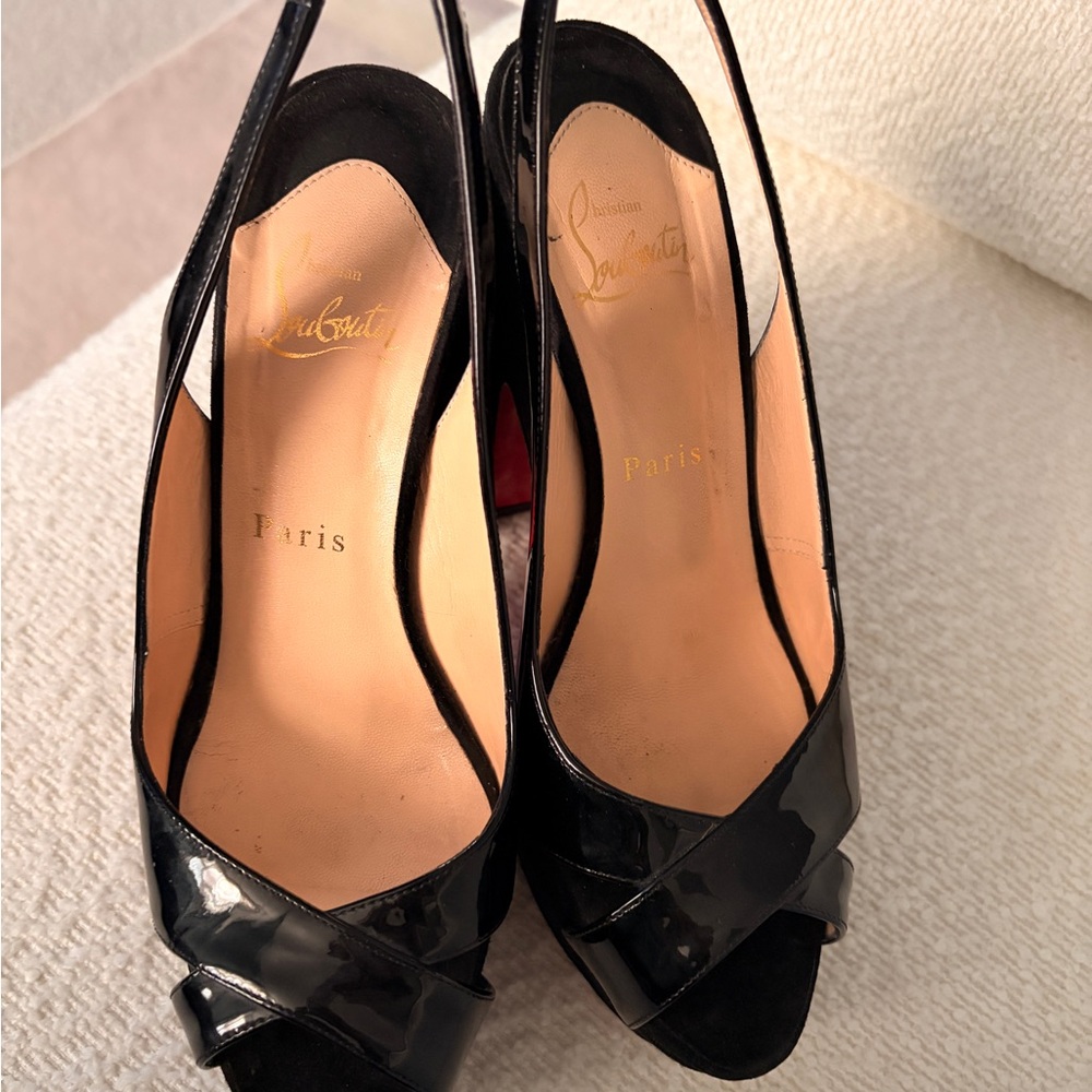 Christian Louboutin Black Patent Leather Platform Heels - Picture 11 of 14